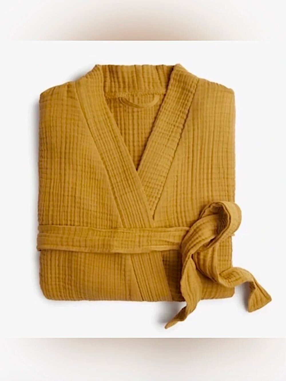 Parachute Cloud Robe Belted Cotton Gauze Knee Length Size S Gold Ochre - Picture 3 of 10